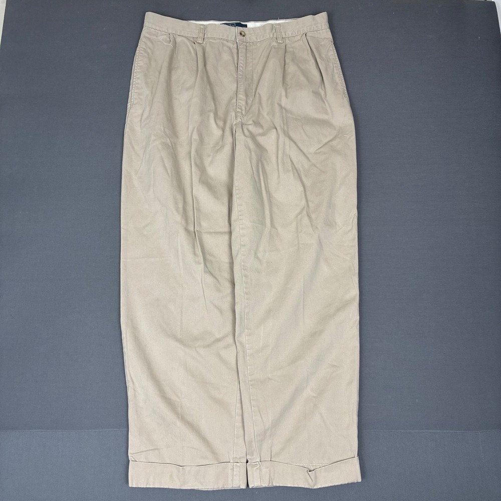 Polo Ralph Lauren Hammond Pants Men's Size 34x29 Pleated Chino Khaki Tan